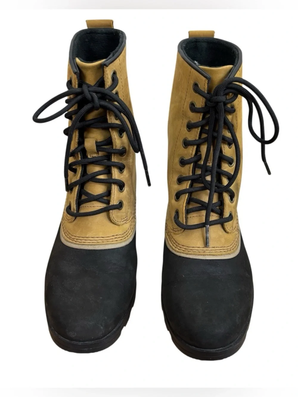 Sorel Emelie 1964 Boots Leather Nubuck Waterproof Black & Elk Brown Women’s 7.5